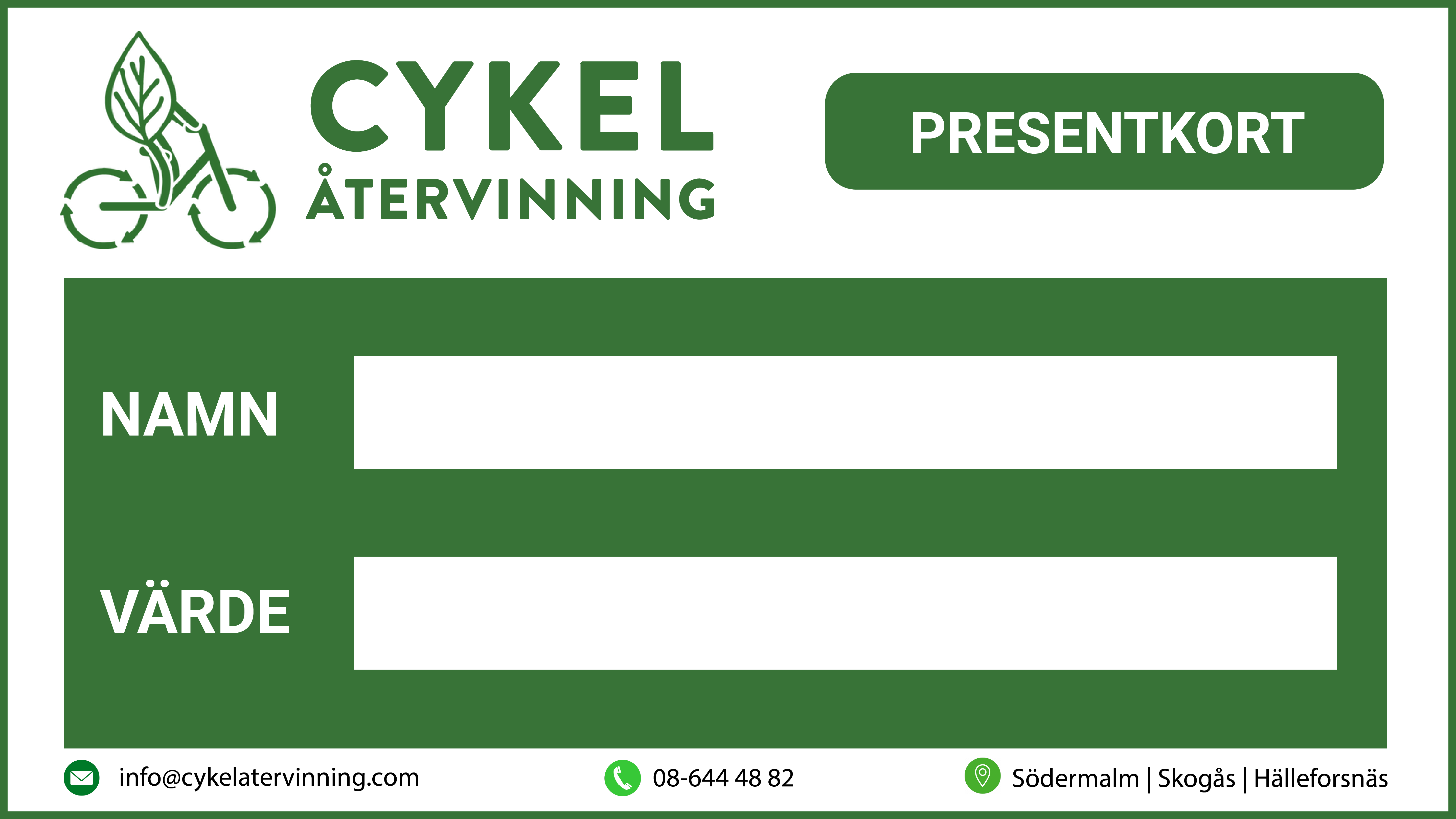 Presentkort begagnad cykel - Cykelåtervinning