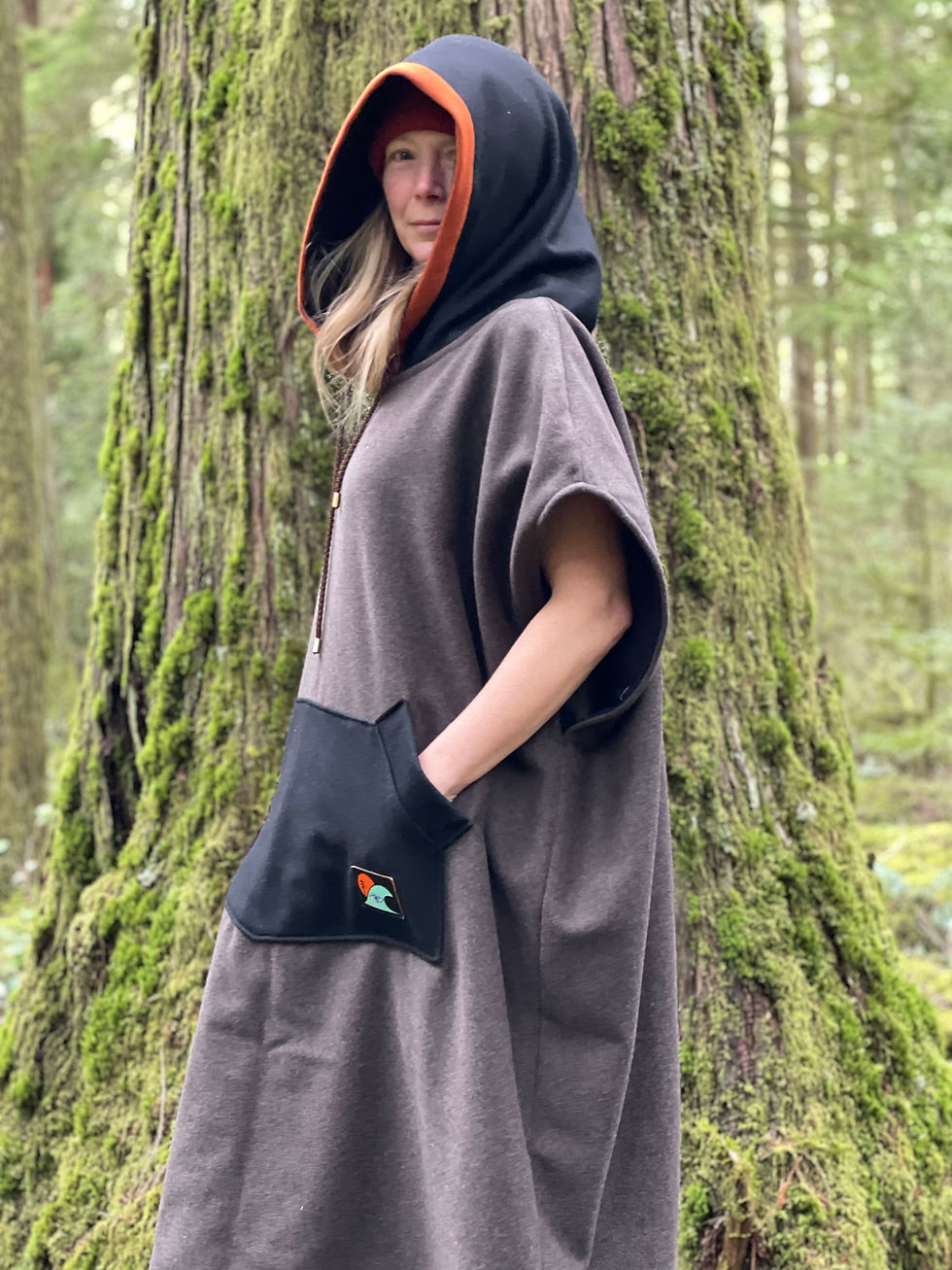 Expedition melton wool poncho side view