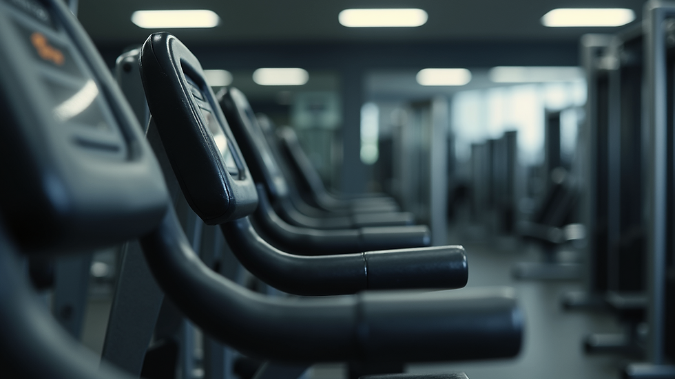 Close-up of workout equipment in a gym setting