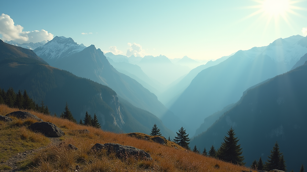 Wide angle view of a stunning mountain landscape