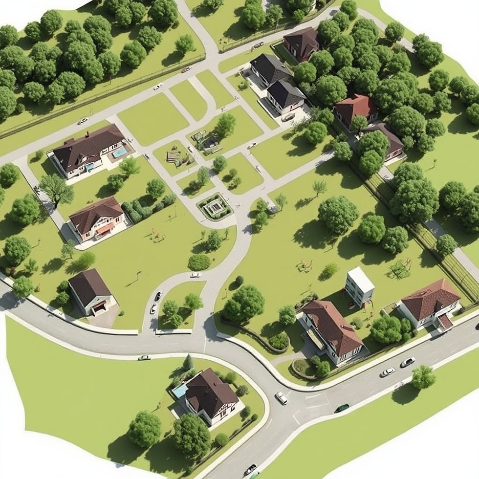 Researching estate development guidelines and site plans is crucial before embarking on your project, as demonstrated by this carefully planned residential area layout.