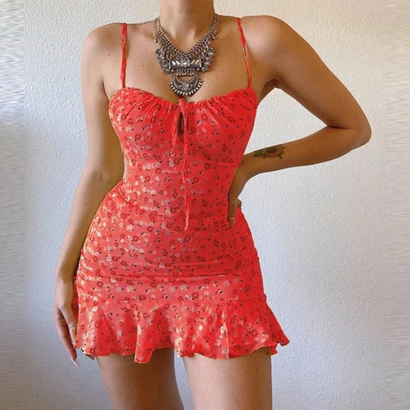 Thumbnail: Blush Bloom Floral Ruffle Mini Dress