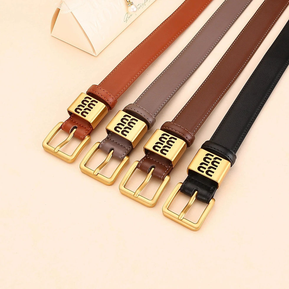 Thumbnail: Maison Aurelia™ Signature Gold Buckle Leather Belt