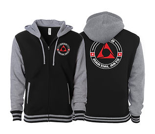 Black Varsity ZipUp Hoodie Mockup - Unico Martial Arts.jpg