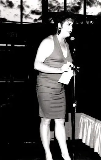 Drag queen Candy speaks at the 1994 Variety Show