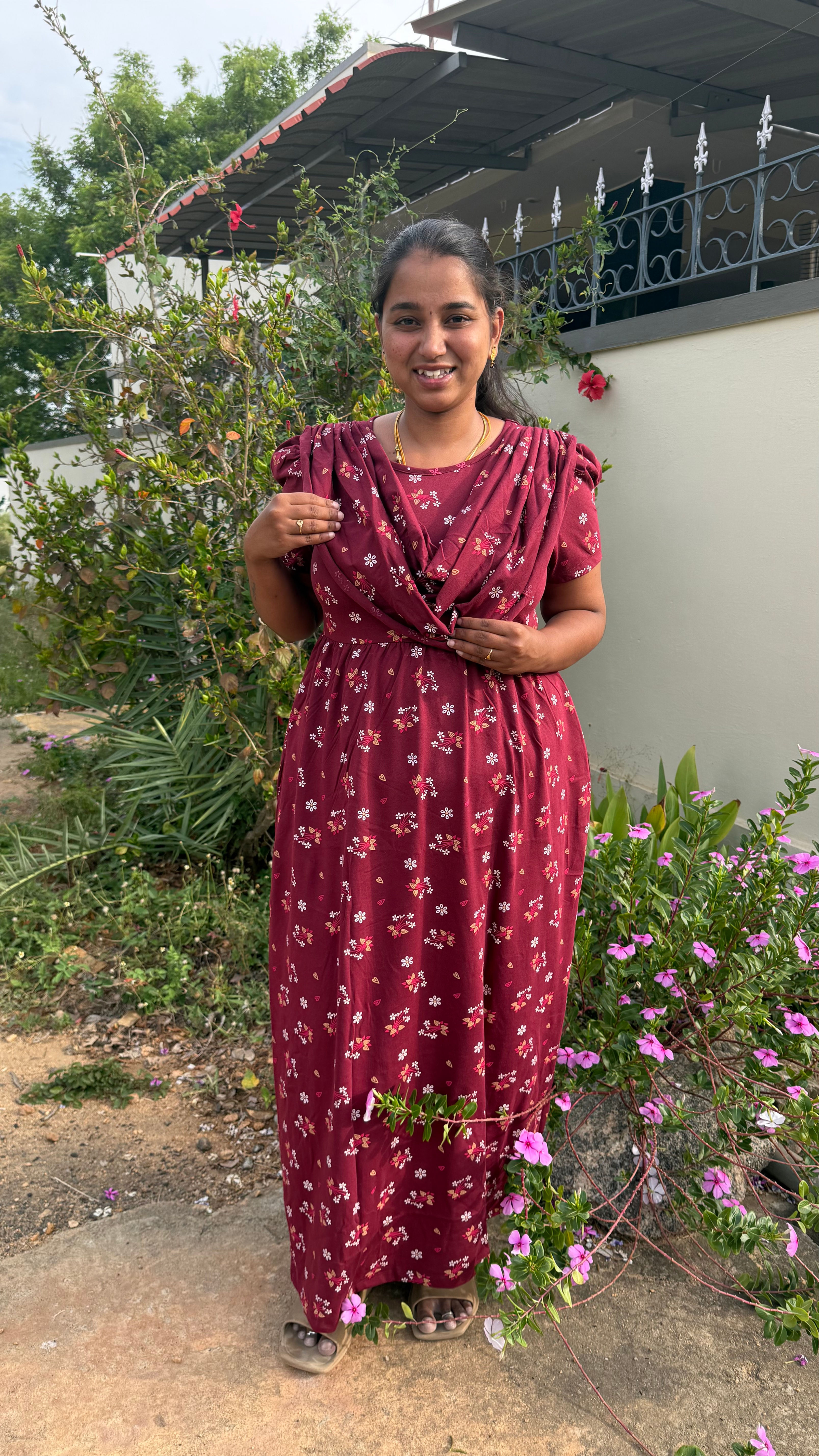 Dupatta- merron flower 🌼 print non feeding 
