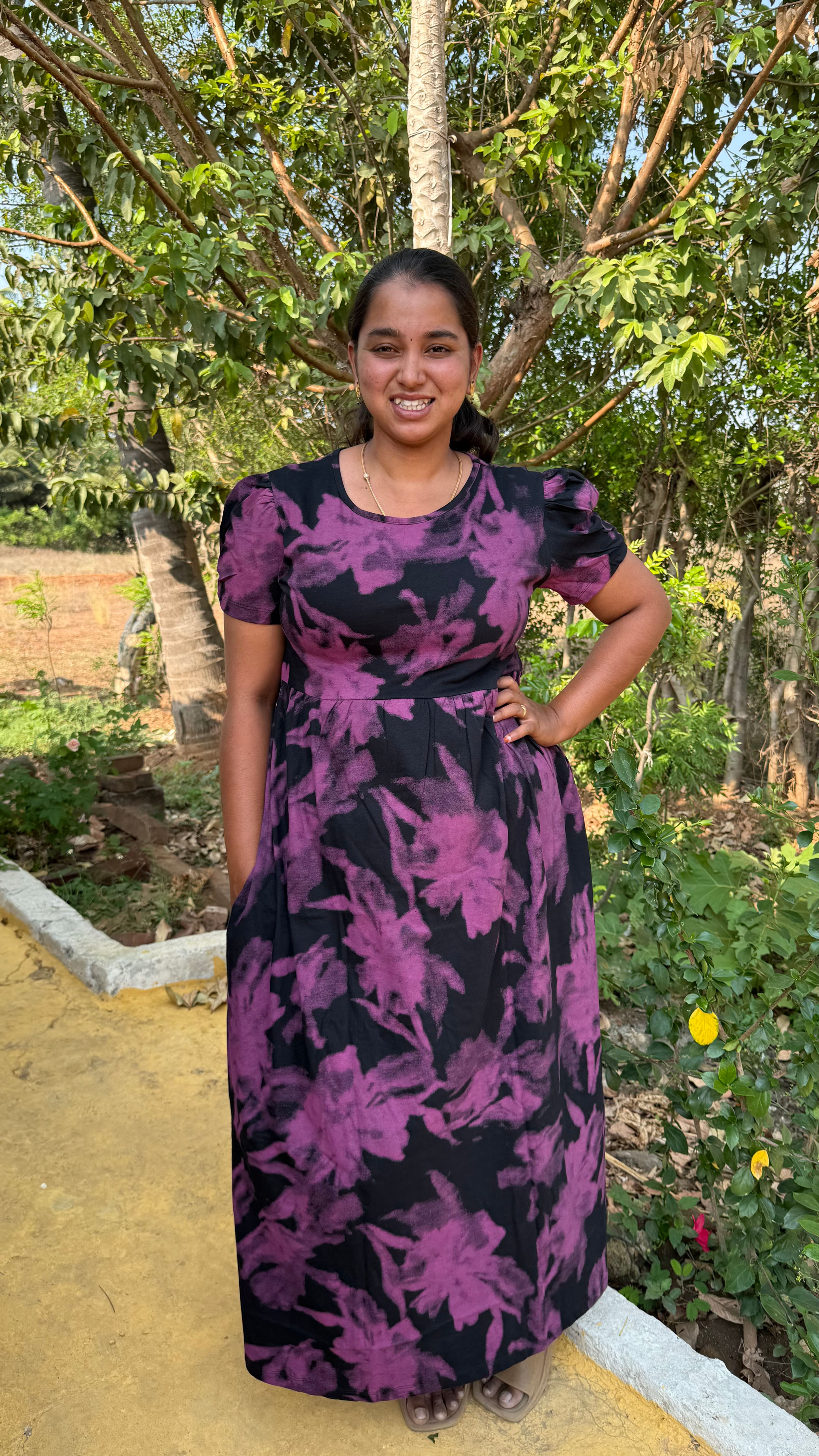 Dupatta- non feed purple black die print