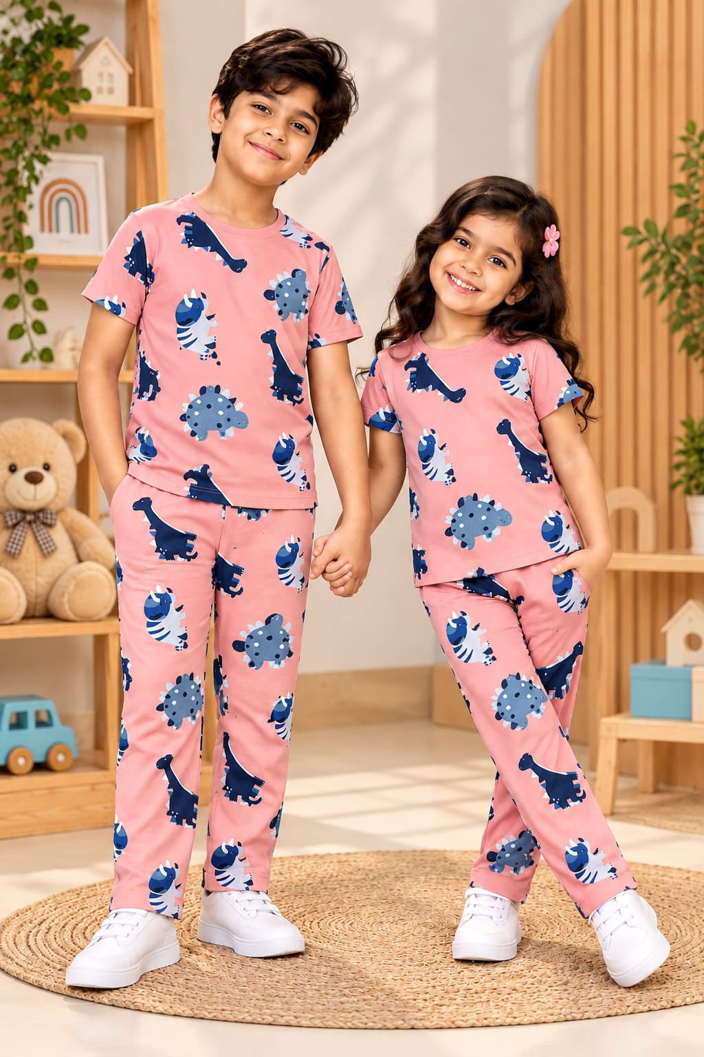 Kids pant set - peach dino 🦕