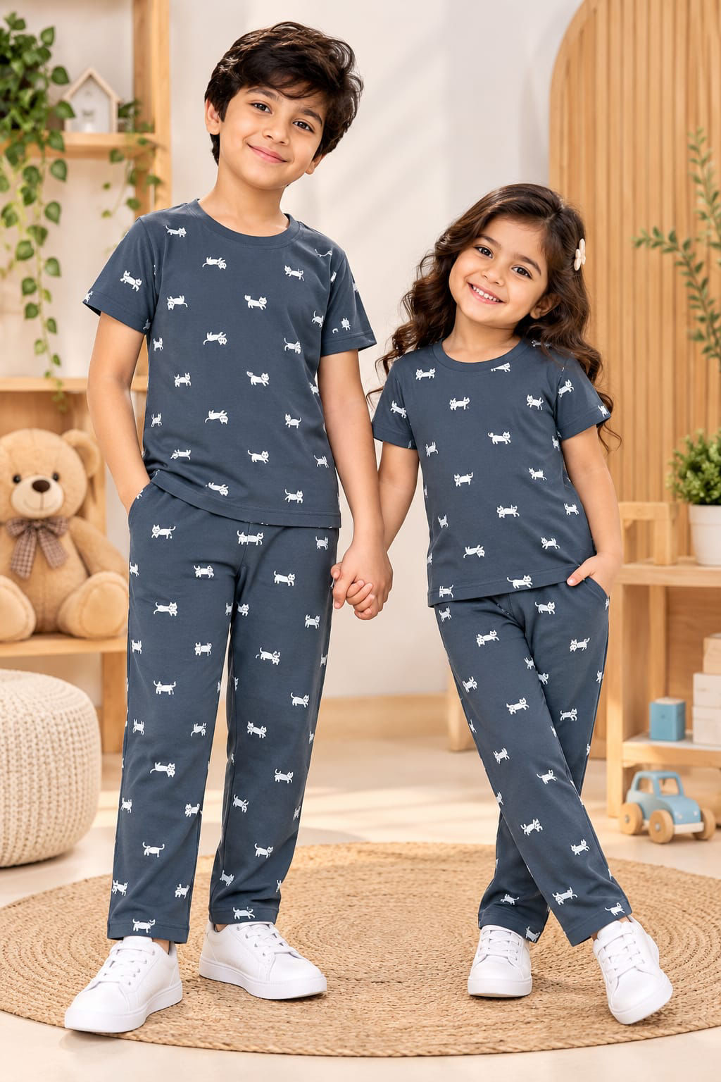 Kids pant set - grey print