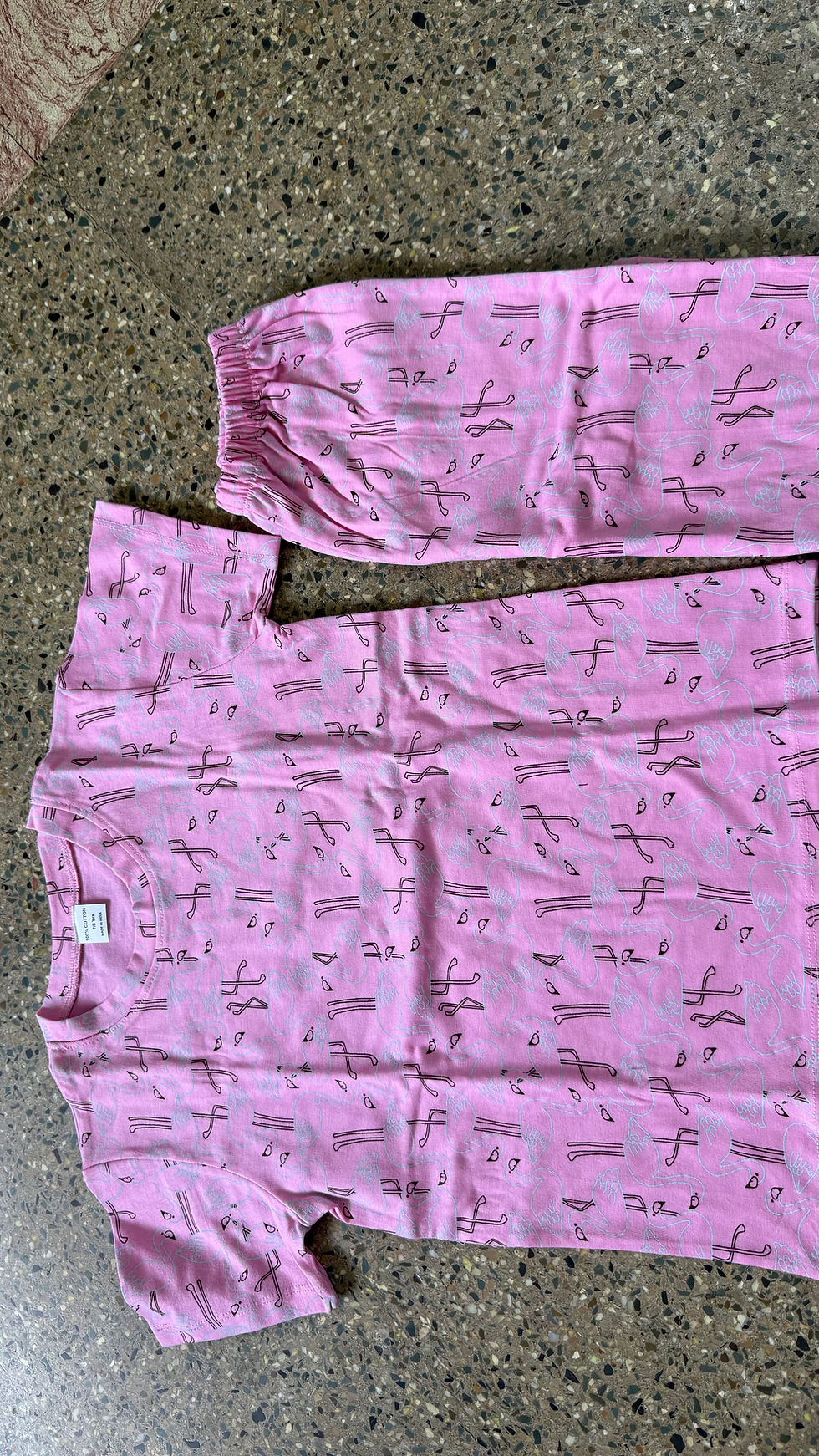 Thumbnail: Kids pant co-ord —- pink bird 🦢 print