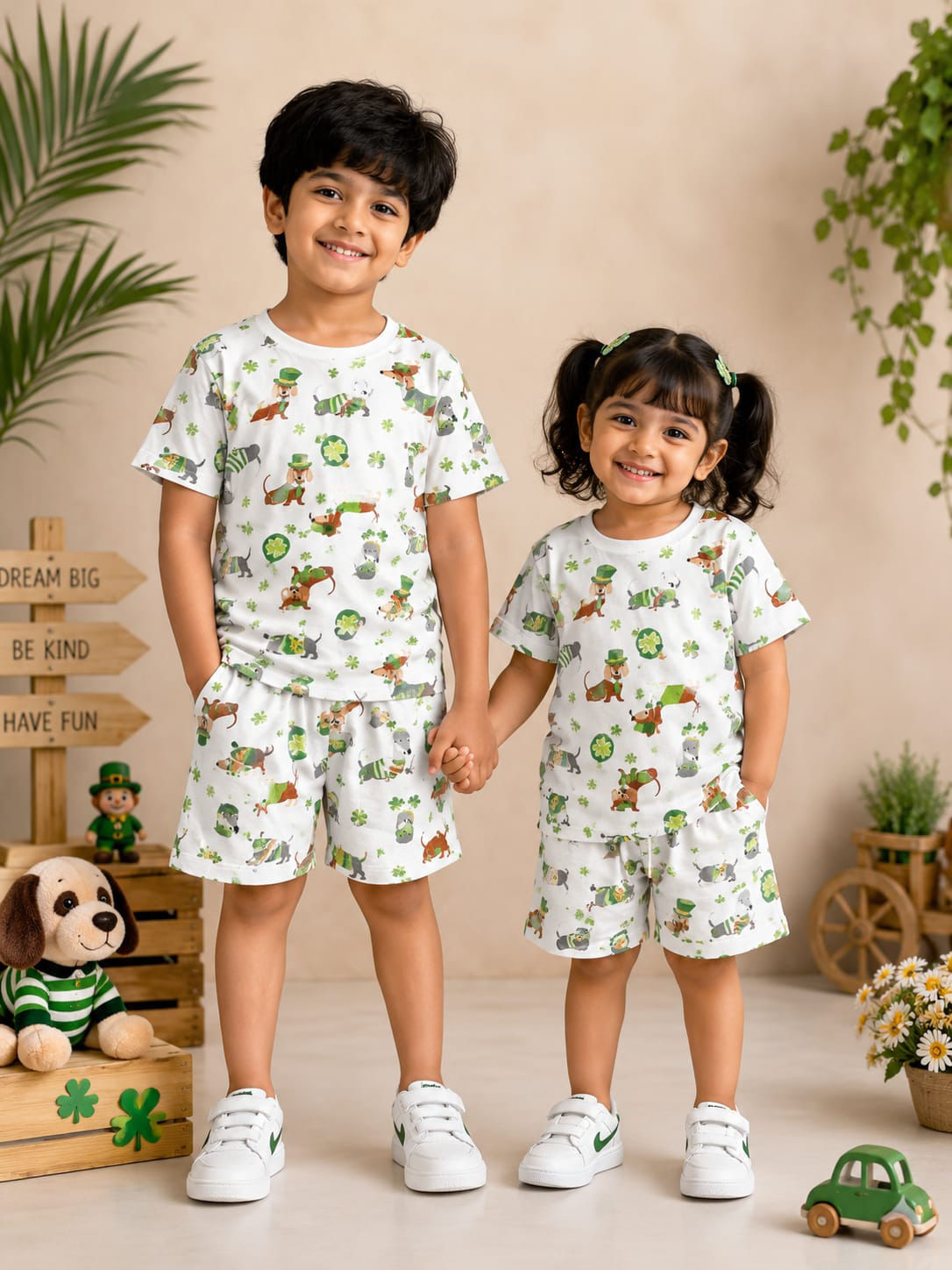 Kids shorts coord set - whiteyyy