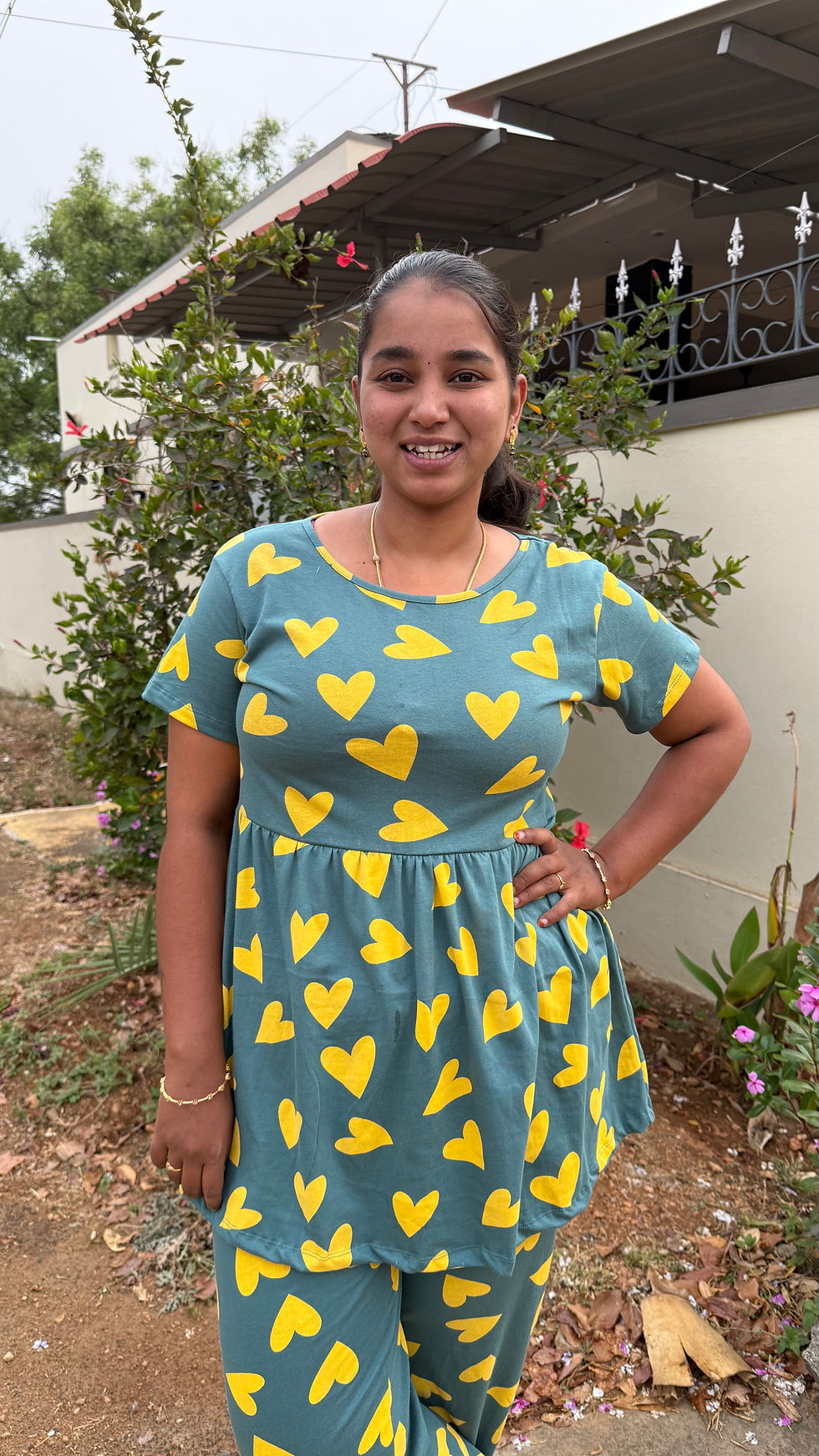 Thumbnail: Peplum co-ord - green yellow heart 💛 print 