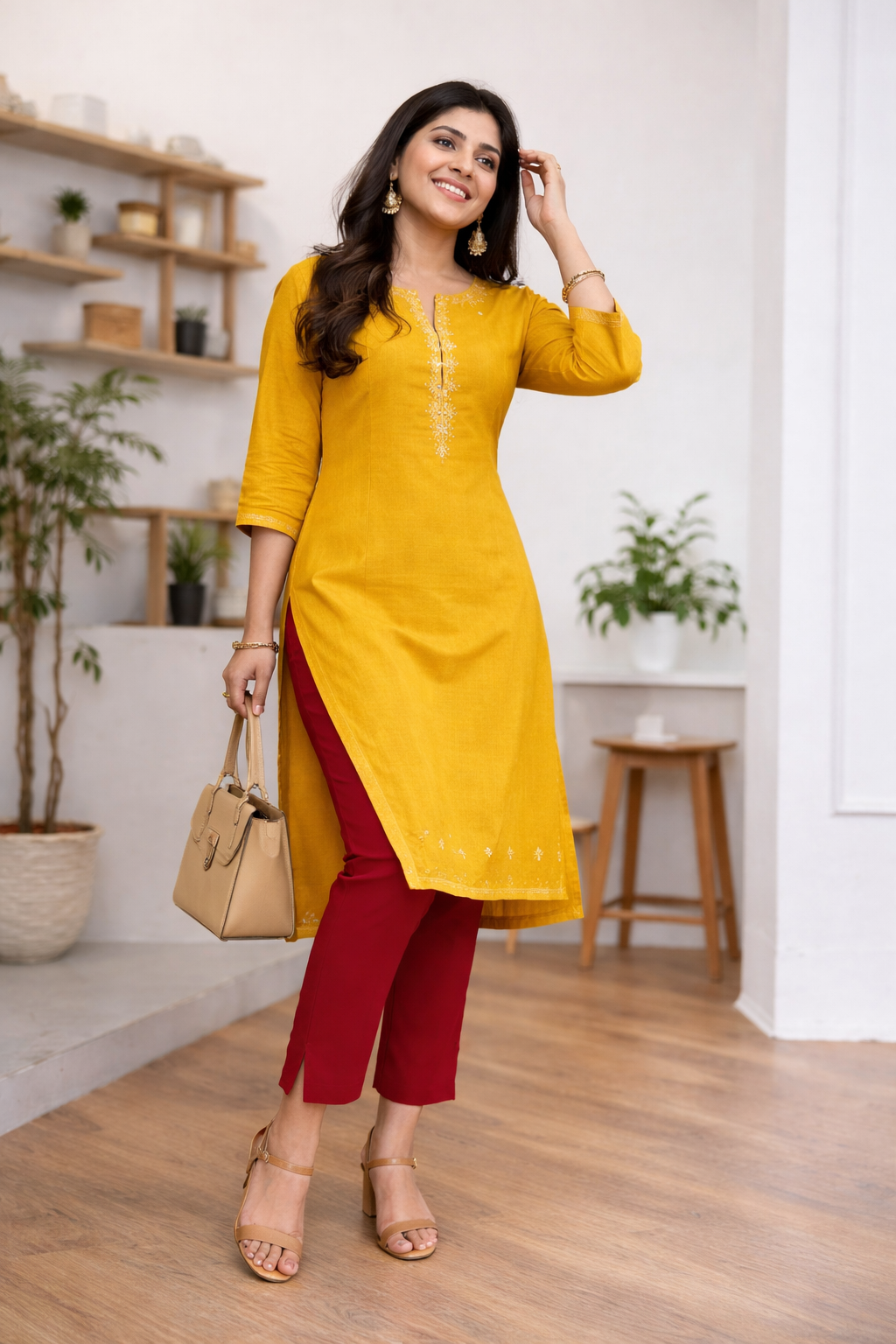 Straight pant - merron colour