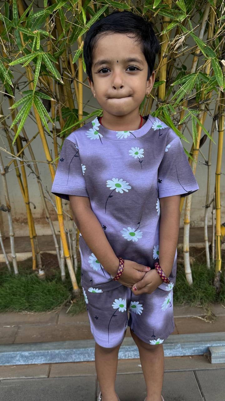 Thumbnail: Two shade purple ?? kids co-ord shorts set