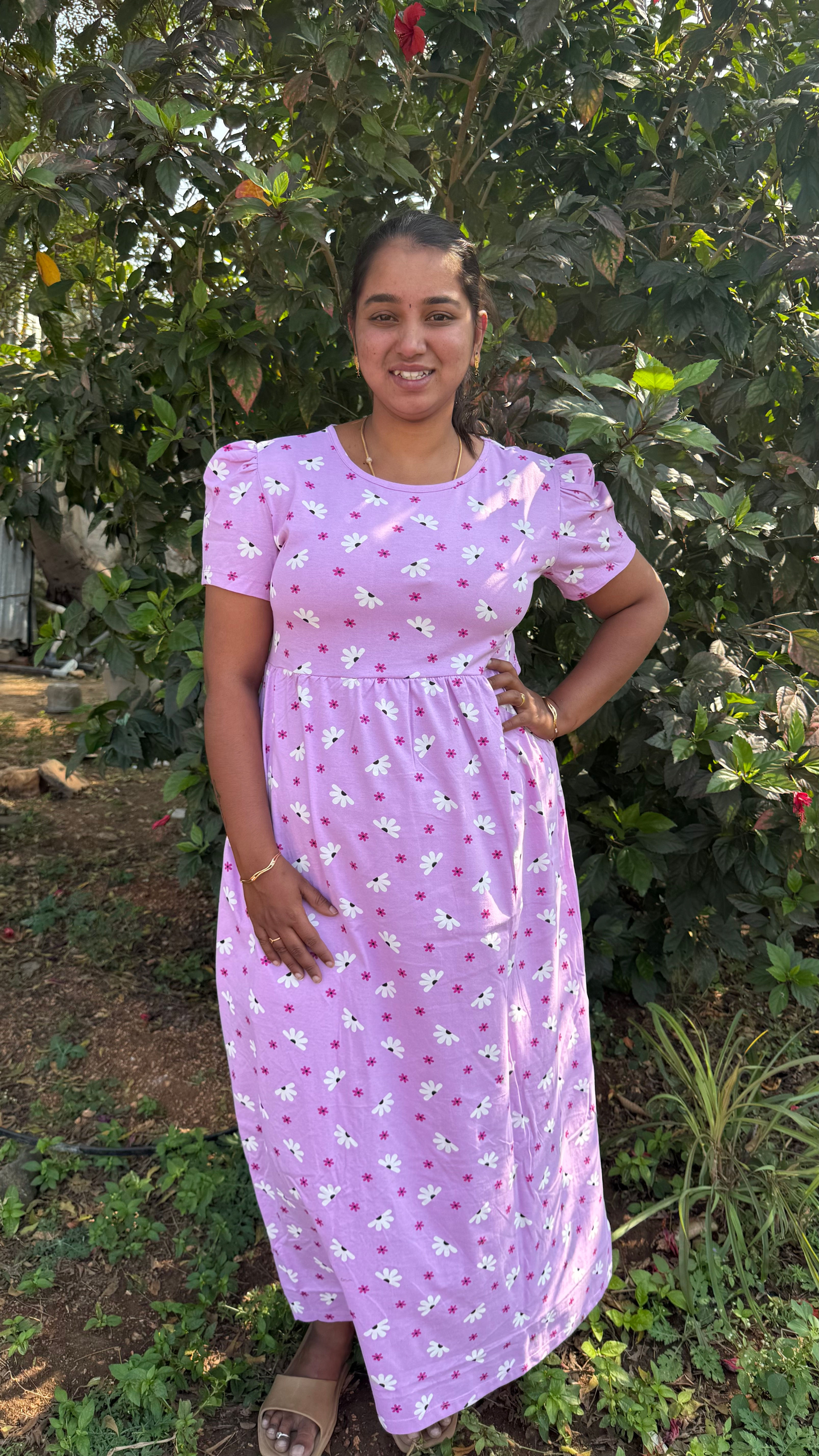 L.purple dot and flower 🌼 maxi