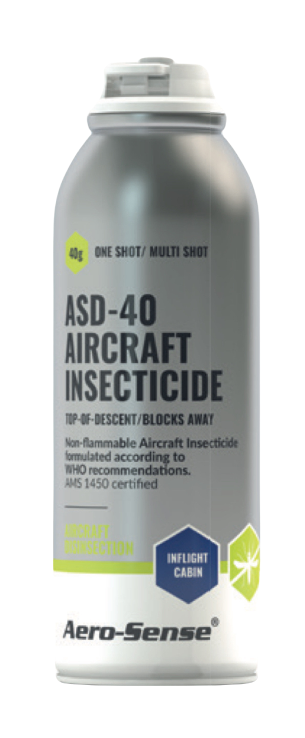 ASD-40 Aircraft Insecticide, non-flammable, AMS 1450 certified, for inflight cabin disinfection.