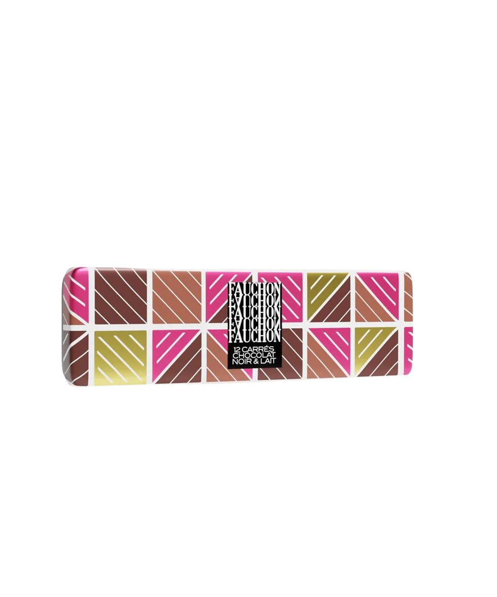 Fauchon 12 dark & milk chocolate squares metal tin