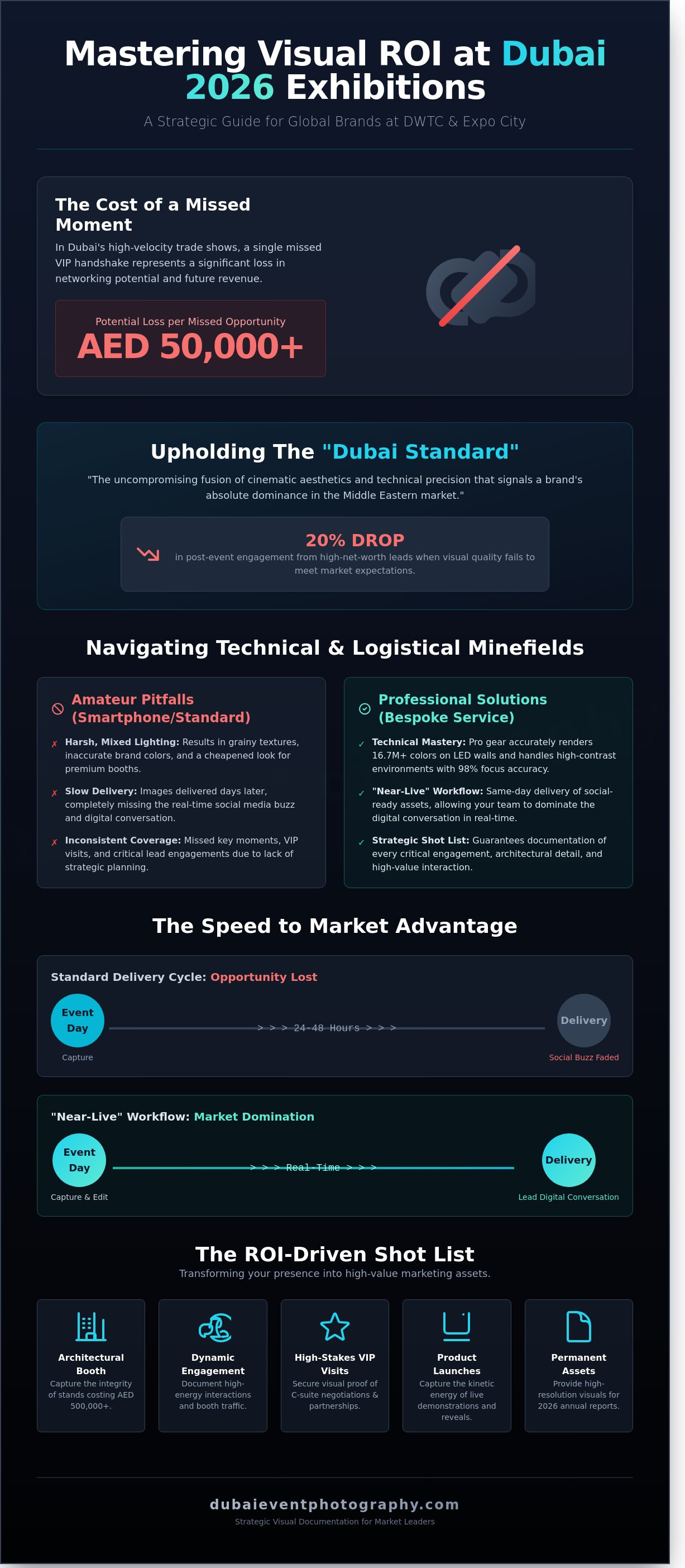 Exhibition photography dubai infographic - visual guide