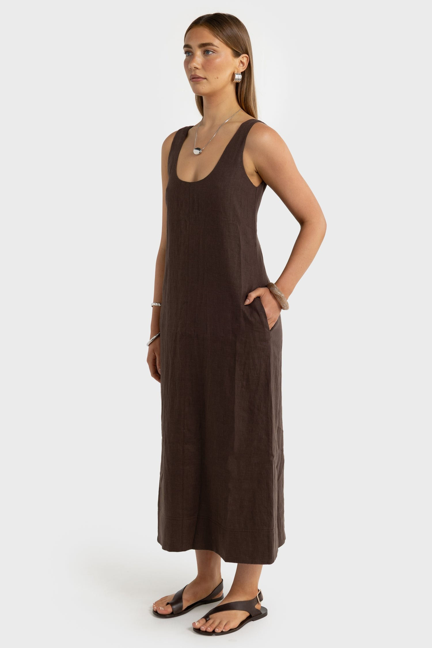 Nora Linen Midi Dress - ORTC