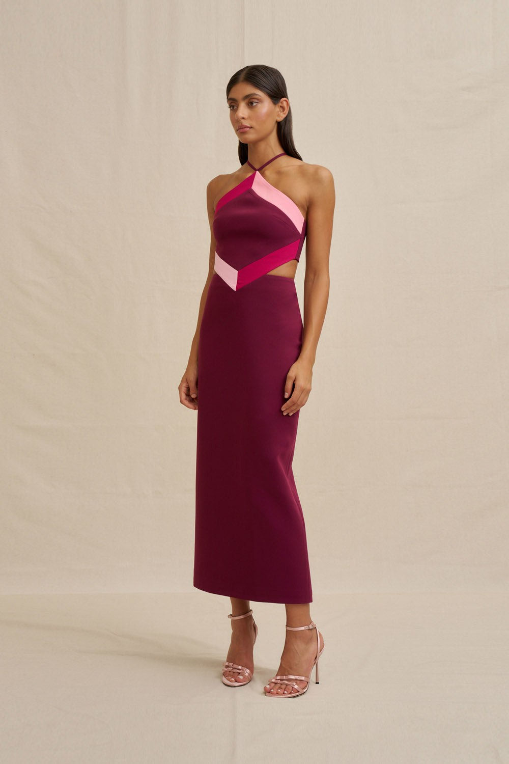 Diamond Halter Midi Dress