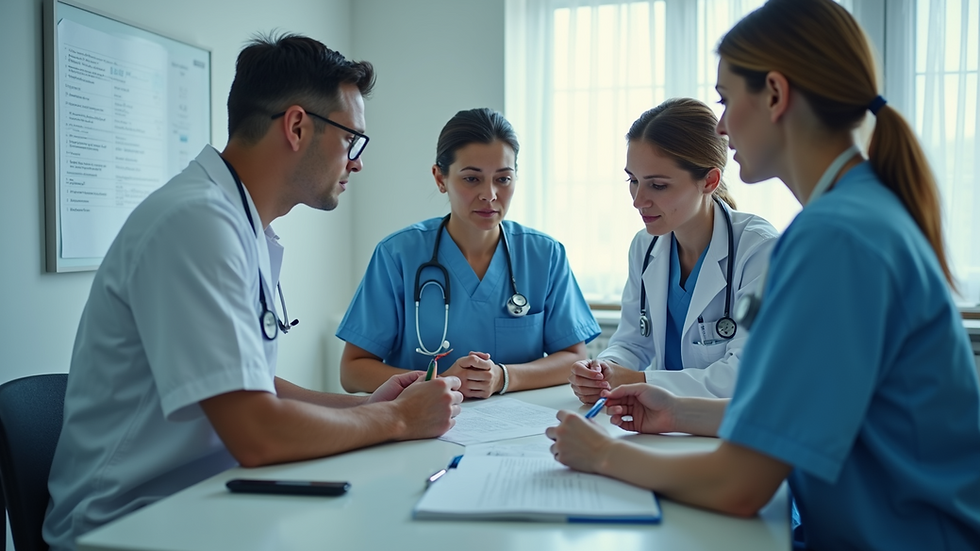 High angle view of a healthcare team collaborating on personalized care strategies