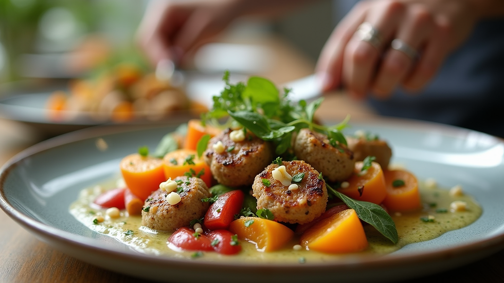 Close-up view of a healthy meal prepared for a corporate wellness event