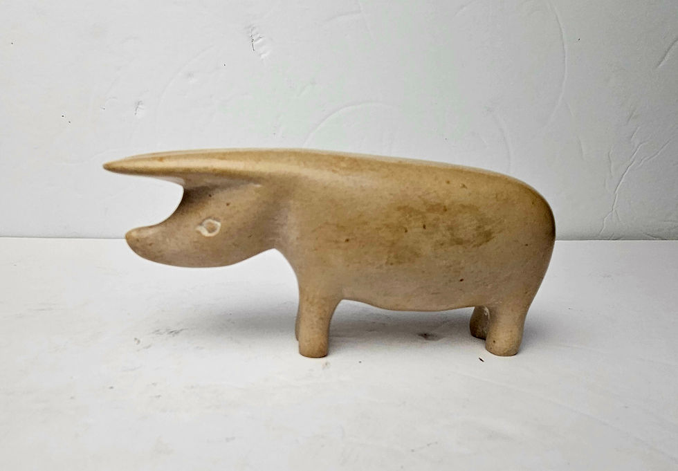 Thumbnail: African Handcarved Soapstone Pig Figurine