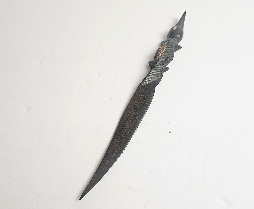 Thumbnail: Vintage Hand-Carved African Ebony Wood Crocodile Letter Opener - Tribal Desk Art