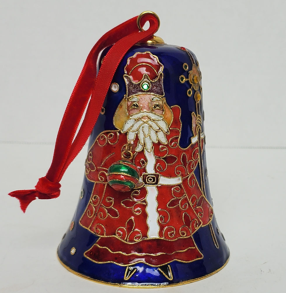 Cloisonne Santa Claus With Ball Ornament Bell Tree Ornament