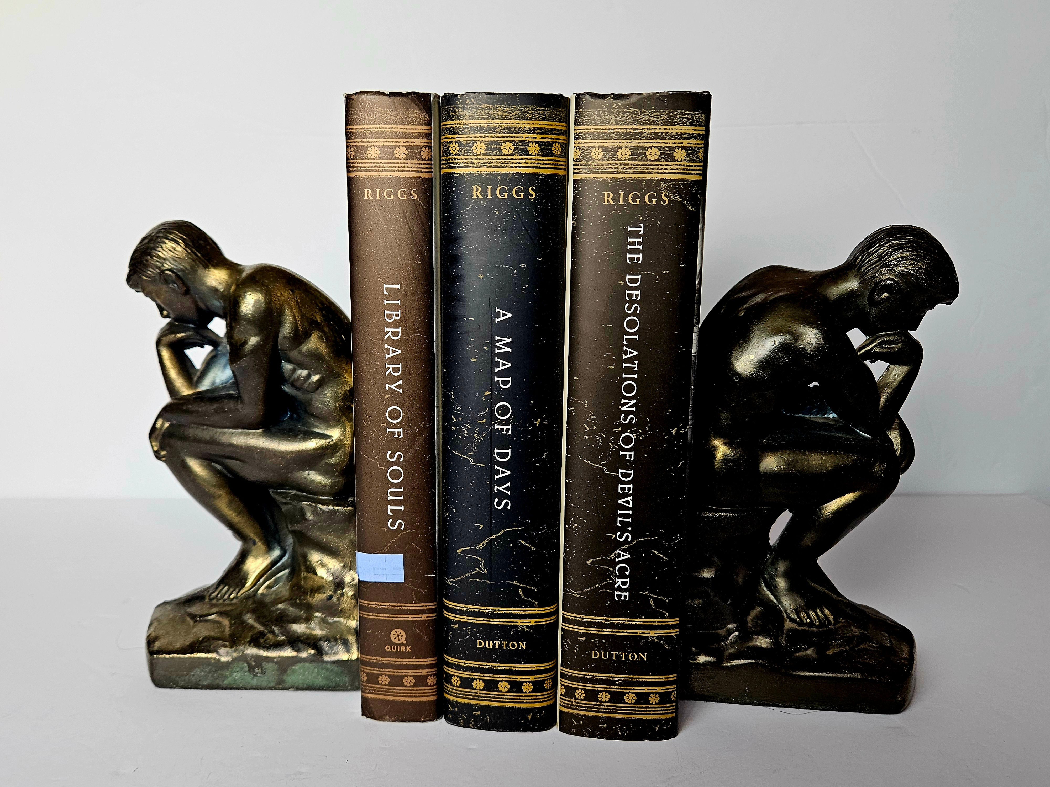 Vintage Bronze “The Thinker” Bookends – Classic Sculptural Art Decor Set