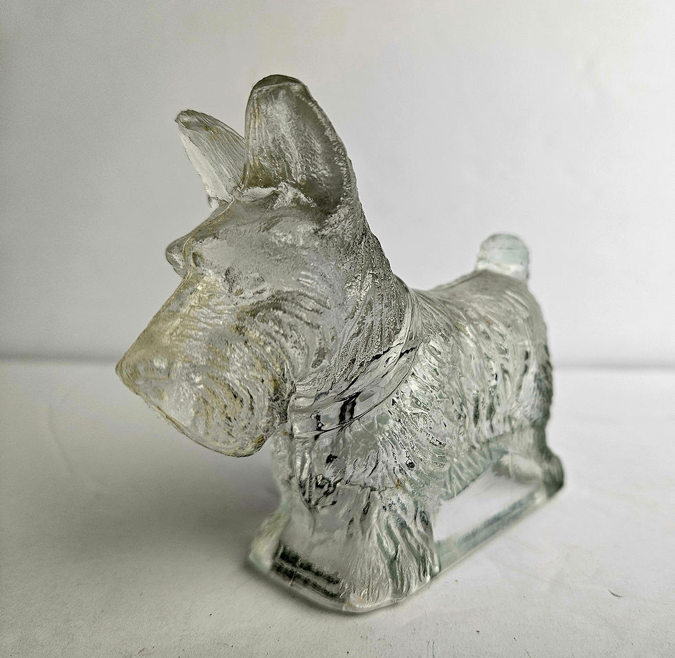 Thumbnail: Vintage 1940s Clear Pressed Glass Scottish Terrier Candy Container – Art Deco Sc