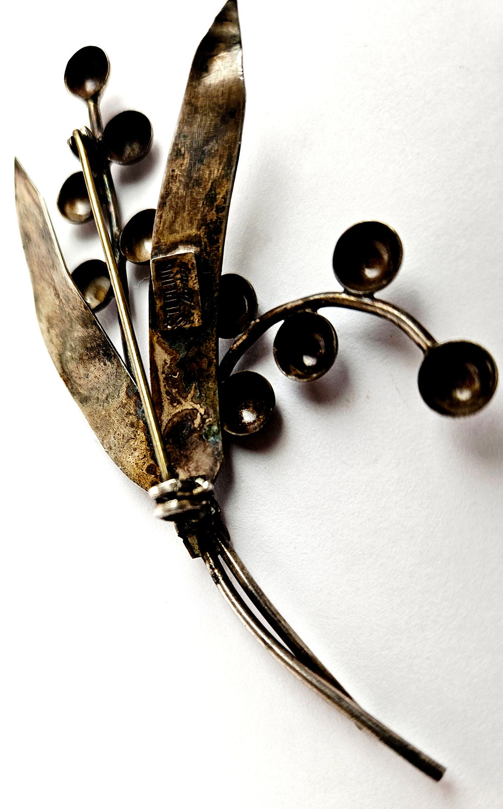 Thumbnail: Vintage "Sterling by Lang" Lily of the Valley Floral Brooch, Mid-Century Modern