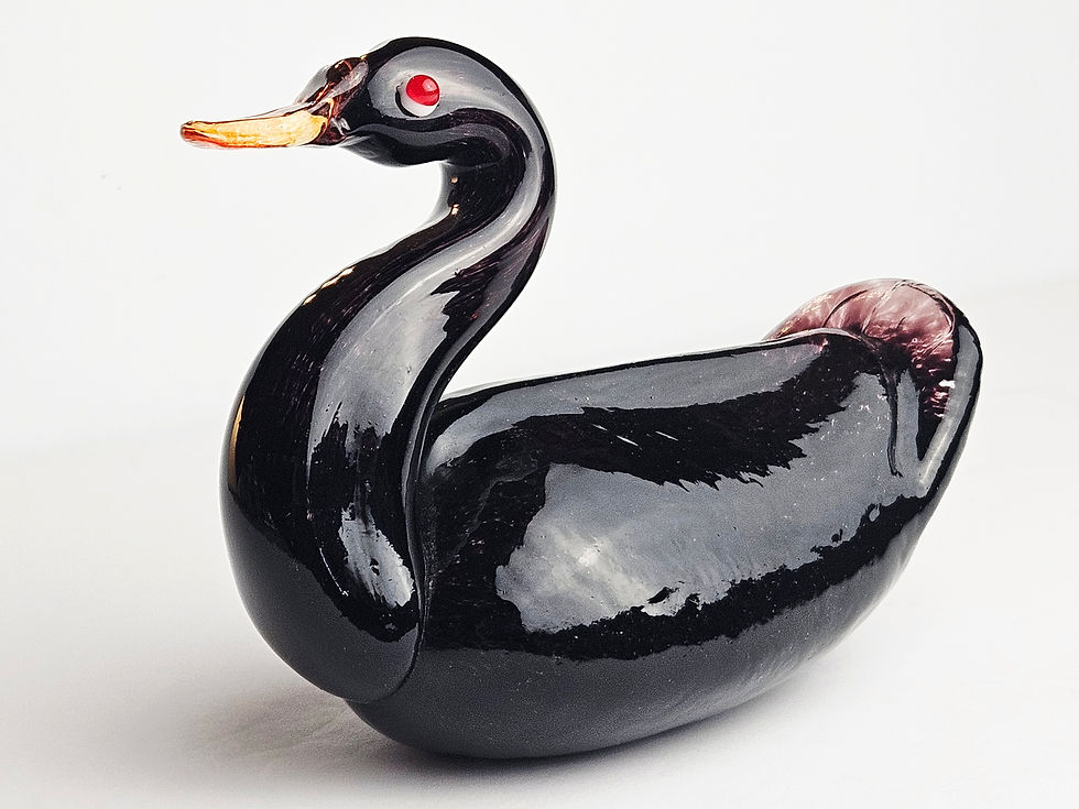 Thumbnail: Vintage Blown Art Glass Duck  - Black/Purple