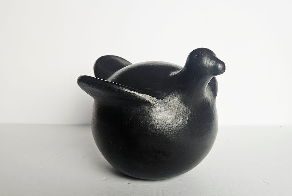 Thumbnail: Vintage Mexican Barro Negro Pottery Bird Figurine – Hand-Burnished Folkart