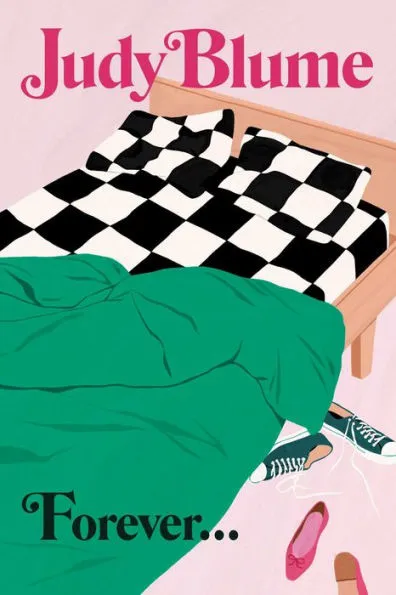 Forever by Judy Blume Book Cover image bed with checkered sheet