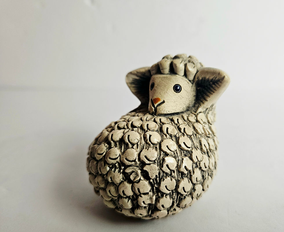 Thumbnail: Vintage Artesania Rinconada Lamb Figurine – Signed Uruguay Folk Art