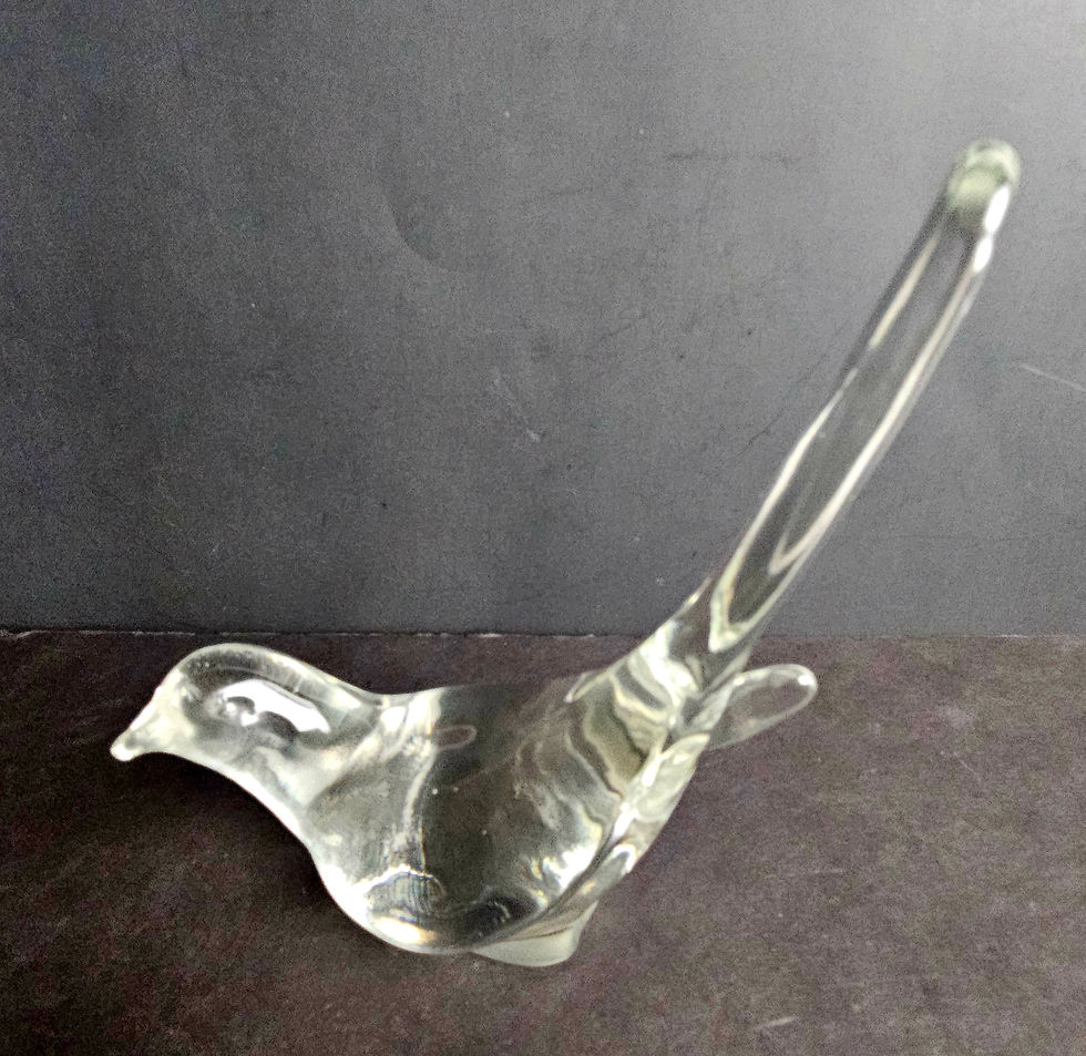 Thumbnail: Vintage Fenton Clear Glass Bird of Happiness Long Tail Paperweight