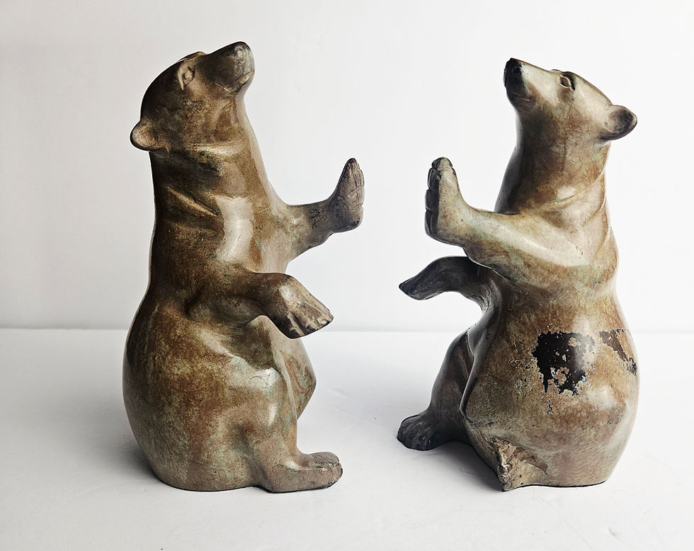 Thumbnail: Robert Bob Larum Style Vintage Bronze Polar Bear Bookends - Set of 2