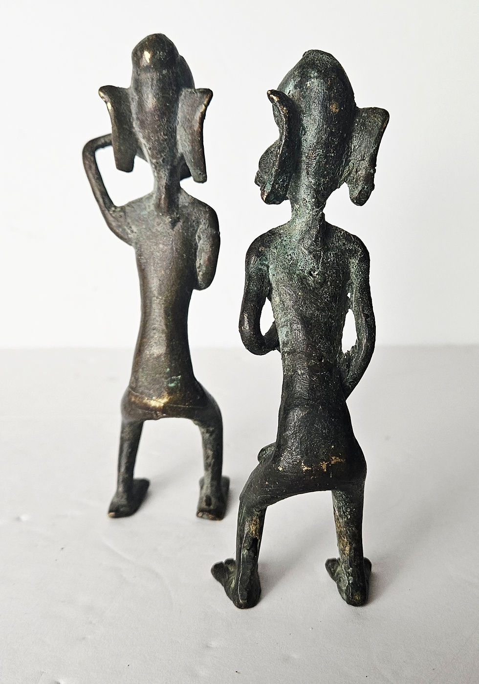 Thumbnail: C1940 African Bronze Tribal Art Bamileke Man Figure Statues 
