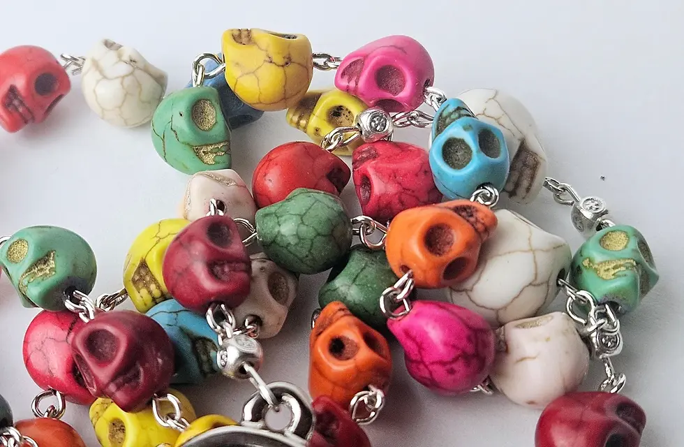 Thumbnail: Multi-colored Skull Rosary in Honor of Our Lady Of Guadalupe