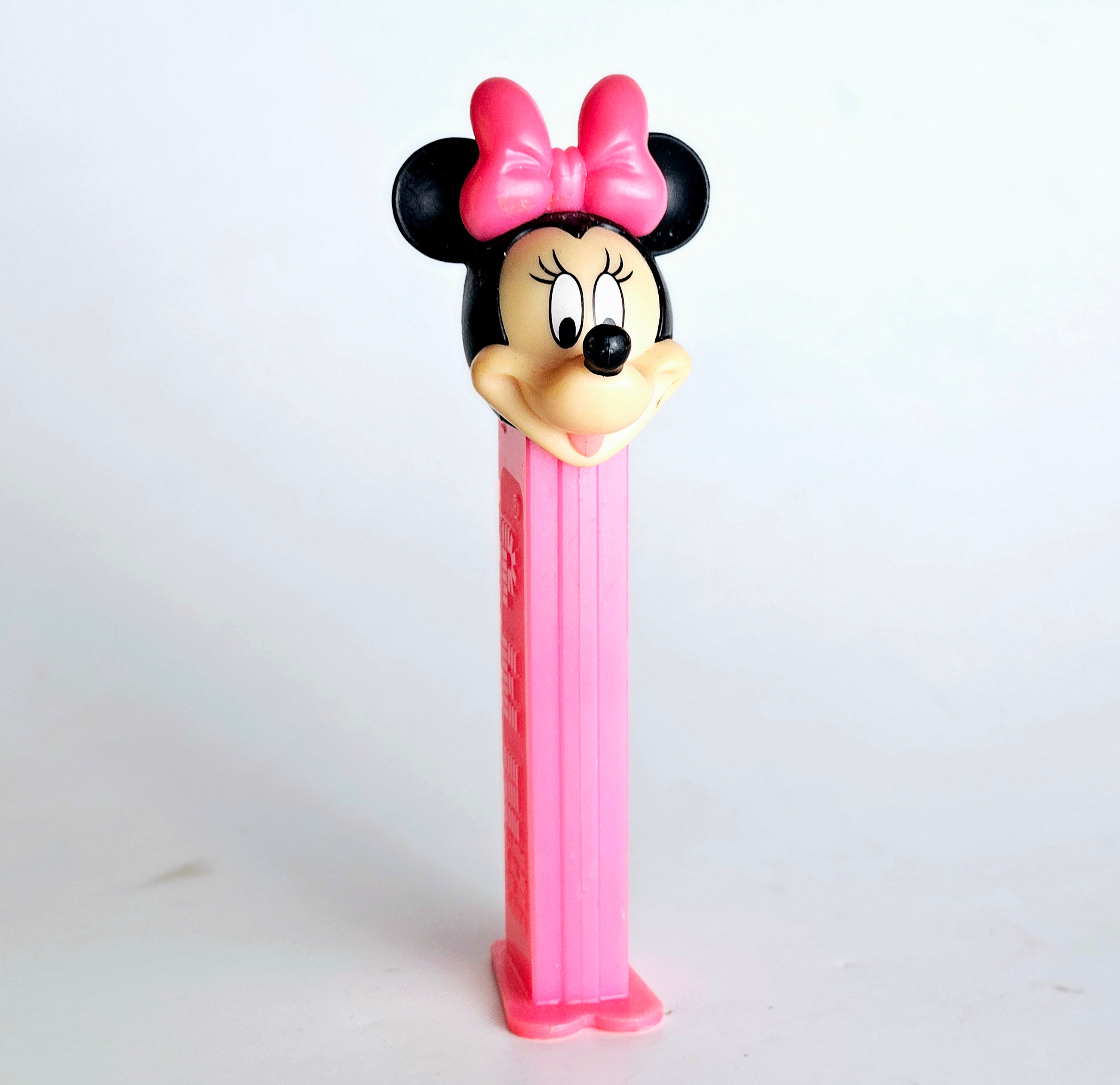 PEZ Candy Dispenser Retired Disney's Minnie Mouse w/ Pink Bow Pink Footed Stem