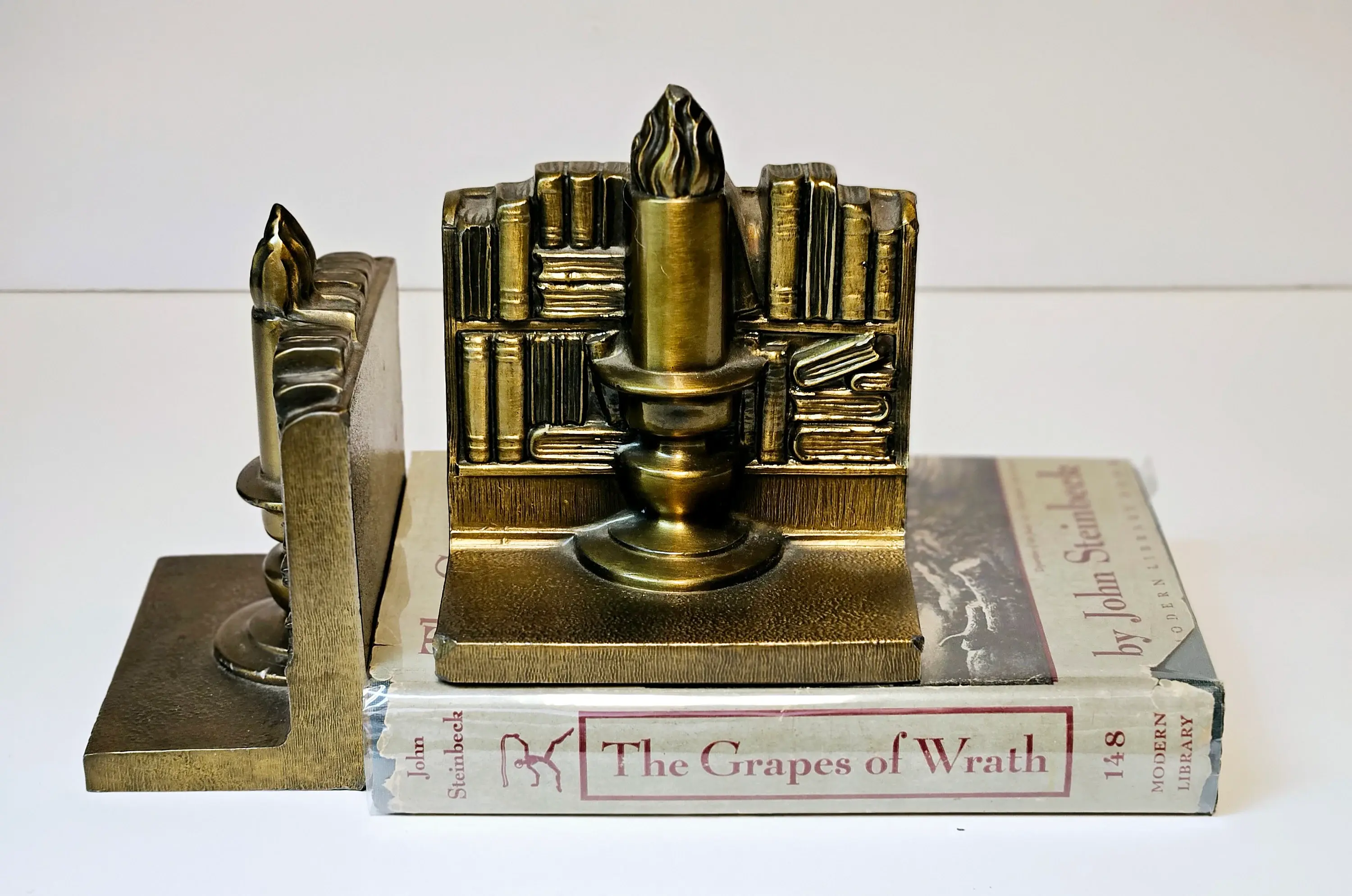 Vintage Brass Bookshelf Bookends Candlestick