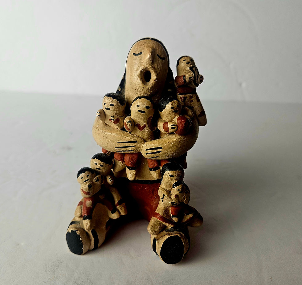 Thumbnail: Vintage Jemez Pueblo Juanita Martinez Storyteller Pottery Figurine - 8 Children