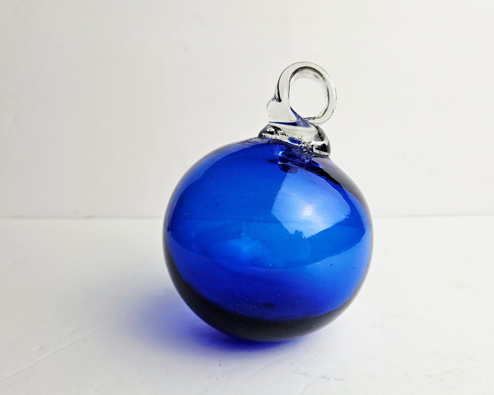 Thumbnail: Hand Blown Cobalt Blue Glass Ball Ornament