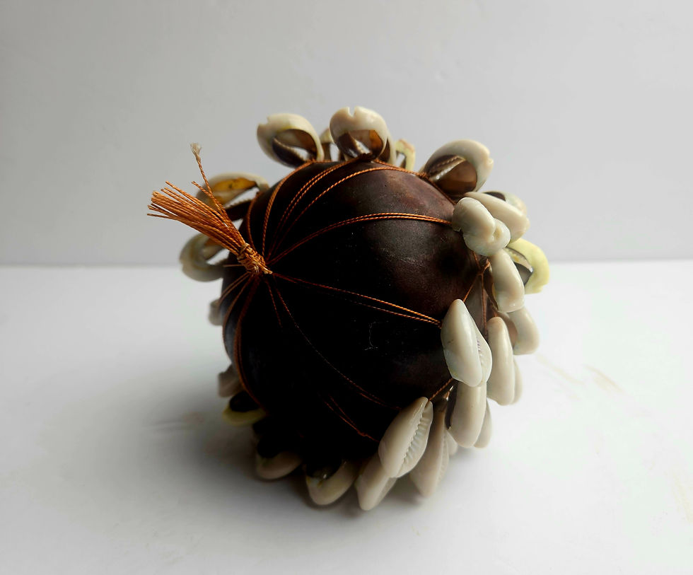 Thumbnail: Vintage African Gourd Shekere Shaker | Handcrafted Netted Natural Cowrie Shell 