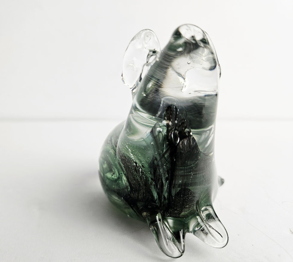Thumbnail: Vintage Blarney Pig Art Glass Paperweight | Hand-Blown Irish Green Swirl Glass P