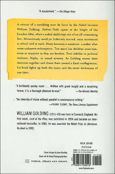 Thumbnail: Darkness Visible by William Golding, A. S. Byatt (Introduction)