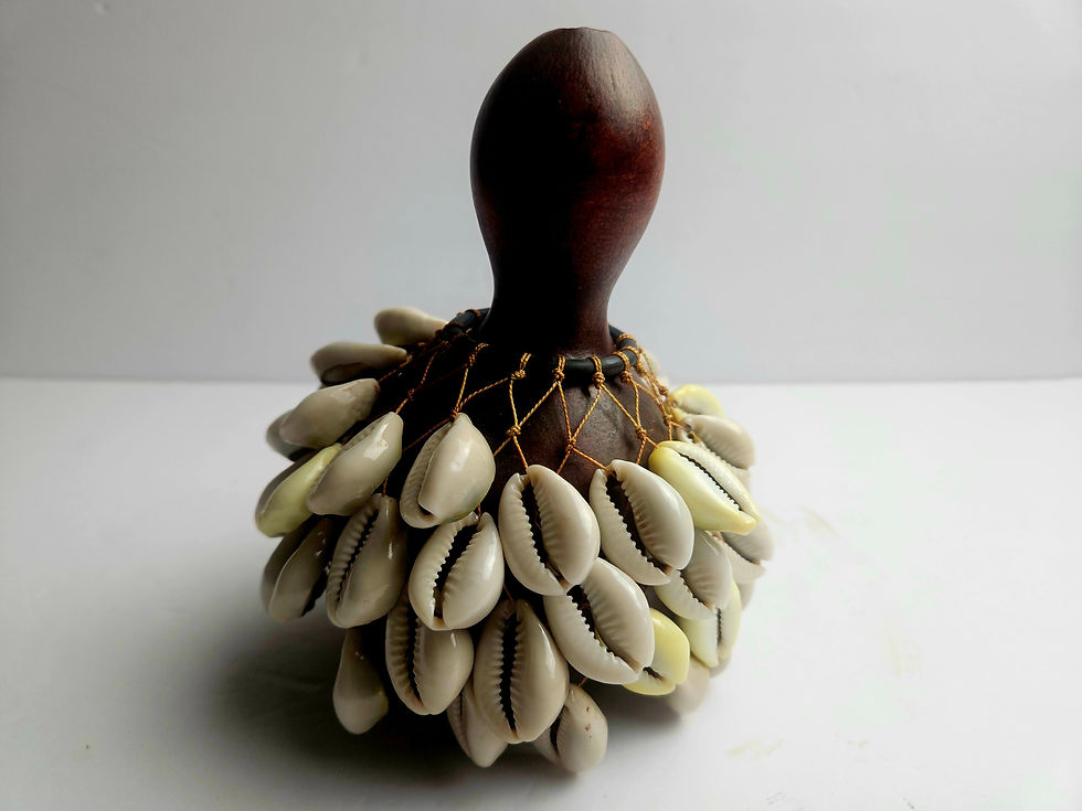 Thumbnail: Vintage African Gourd Shekere Shaker | Handcrafted Netted Natural Cowrie Shell 