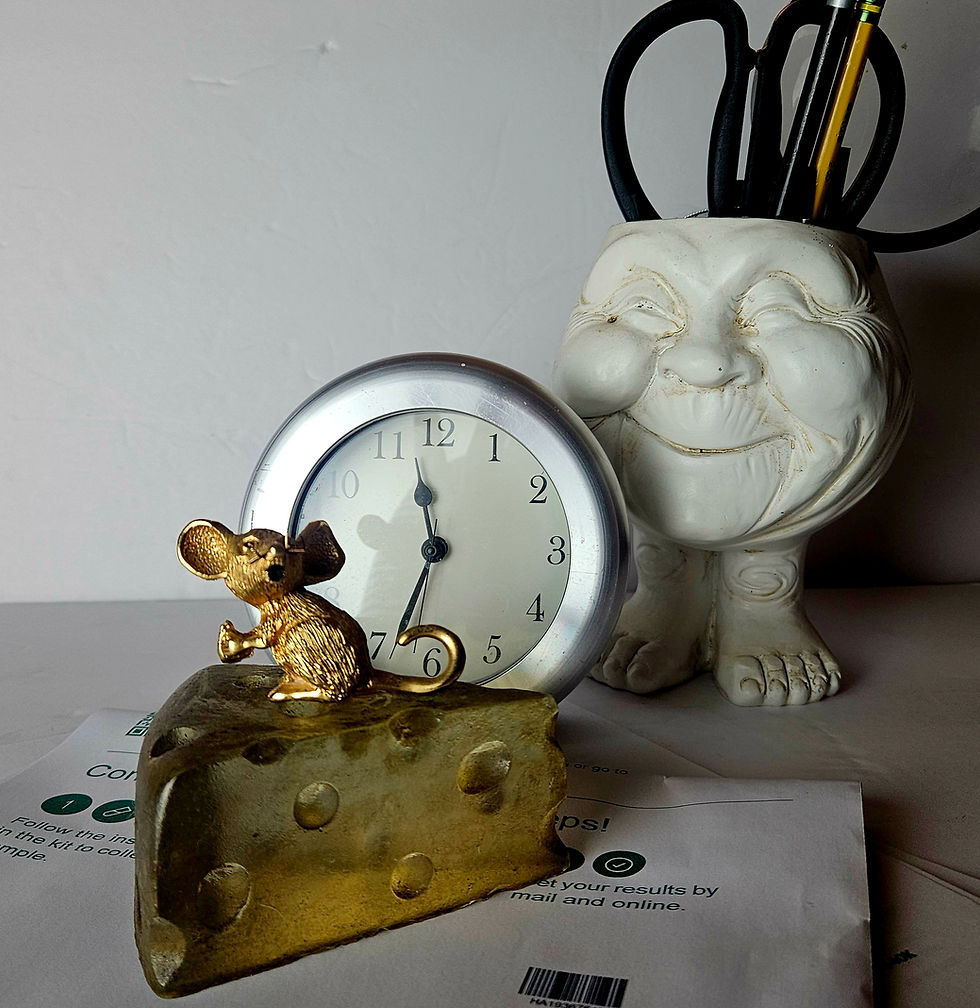 Thumbnail: Vintage Brass Mouse on Lucite Acrylic Cheese Figurine - Quirky Desk Paperweight