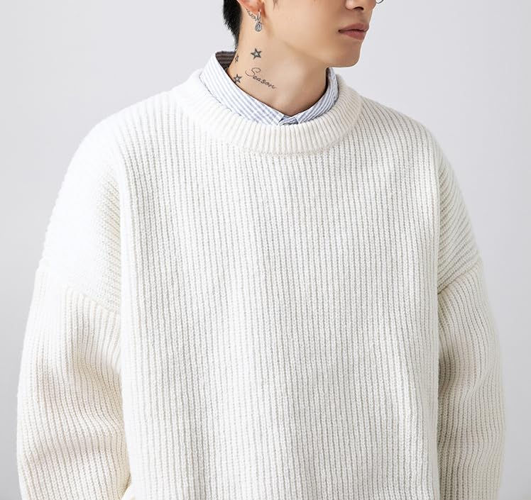 Thumbnail: Men's Vintage Grandpa Aesthetic Sweaters Crewneck Knitted Sweatshirt Pullovers Y